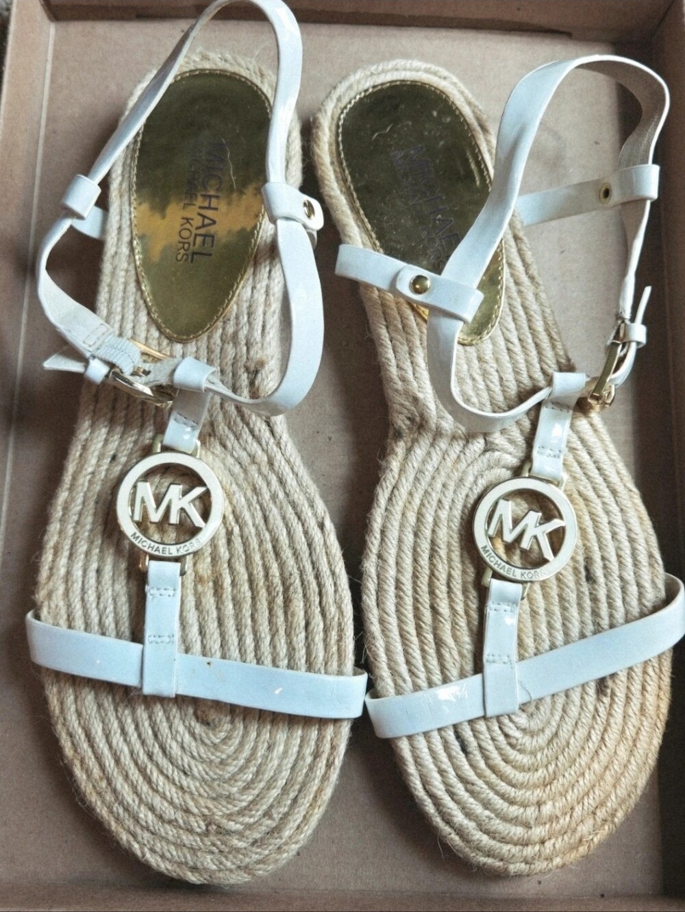 Michael Kors White Leather Rope-Style Espadrille Sandals